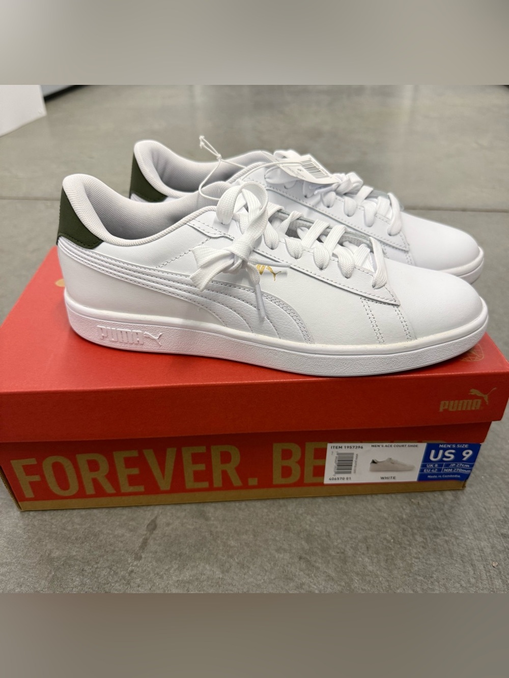 Puma Men's Ace Court Sneakers Shoes, White, Size 9